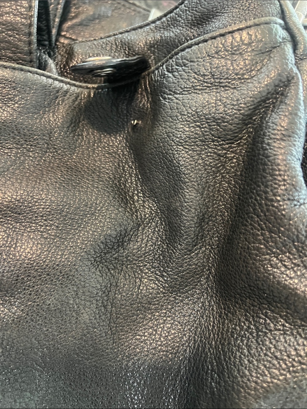 Betsey Johnson Black Leather Chain-Accent Shoulder Bag very heavy, thick leather - Picture 5 of 10